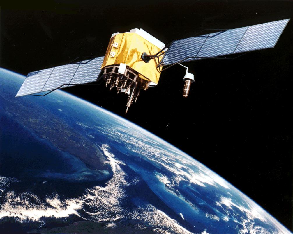 GPS satellite in orbit around the earth planet, no spy satellite - HeadStuff.org