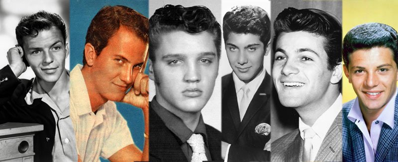 Teen idols of the past, young, Frank Sinatra, Pat Boone, Elvis Presley,  Paul Anka, Tommy Sands, Frankie Avalon- HeadStuff.org