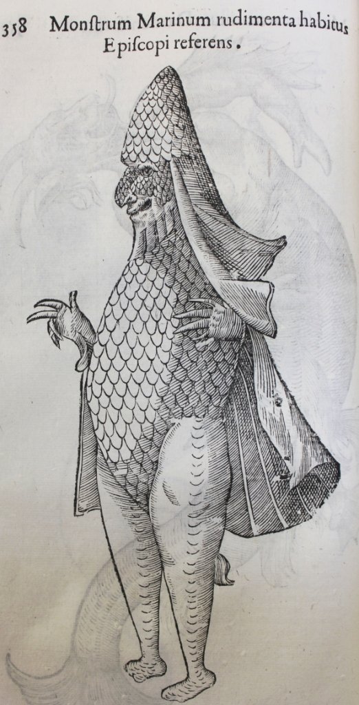 Bishop Fish, Monsters, Science, Renaissance science, Phd, Monstrorum Historia, Ulysses Aldrovandi, black and white monsters, monster drawings, depictions of monsters - HeadStuff.org 