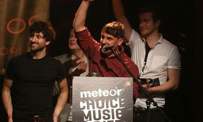 Delorentos win the Choice Music Prize 2012, picture of band, kieran mcGuinness, accepting award, Little Sparks, Night becomes Light - HeadStuff.org