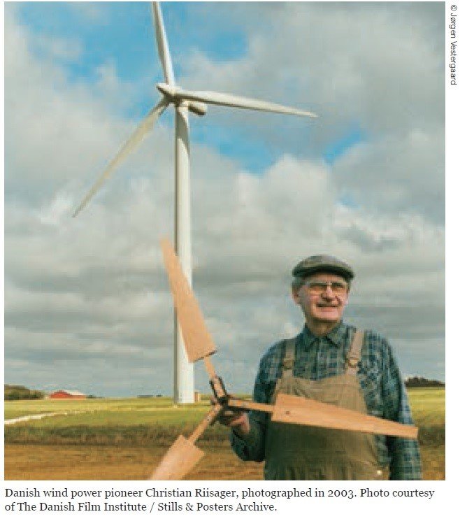 Danish wind pioneer Christian Riisager, 2003, danish film institute, windmill, wind turbine - HeadStuff.org