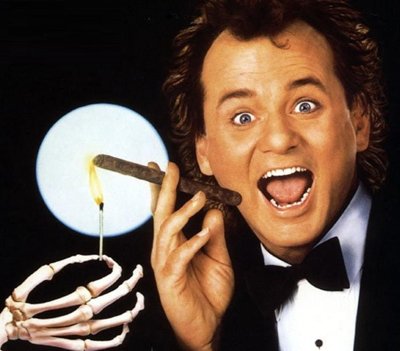 Bill Murray in the poster art for the 1988 classic festive comedy Scrooged - Headstuff.org