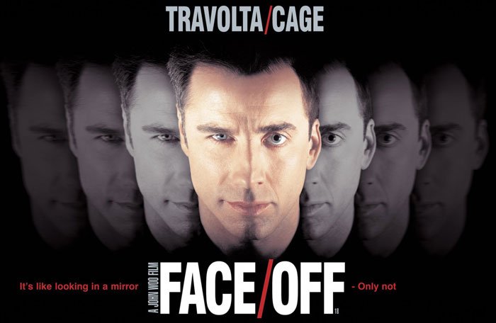Face/Off, John Travolta and Nicholas Cage in this John Woo action film in which FBI agent and criminal swap faces, on tv this week, film news - HeadStuff.org