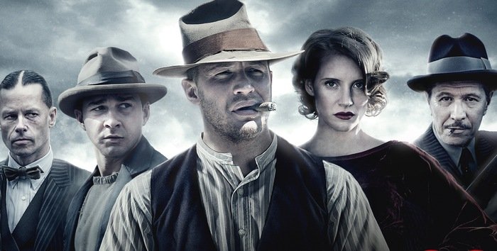 Lawless cast poster tom hardy shia lebeouf jessica chastain– HeadStuff.org