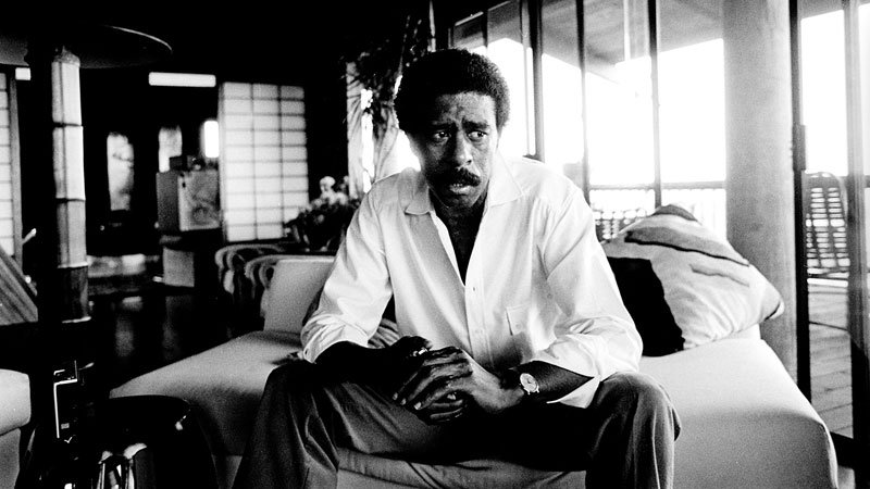 Richard Pryor in black and white cocaine freebasing incident, biography, funny, stand up comedian - HeadStuff.org