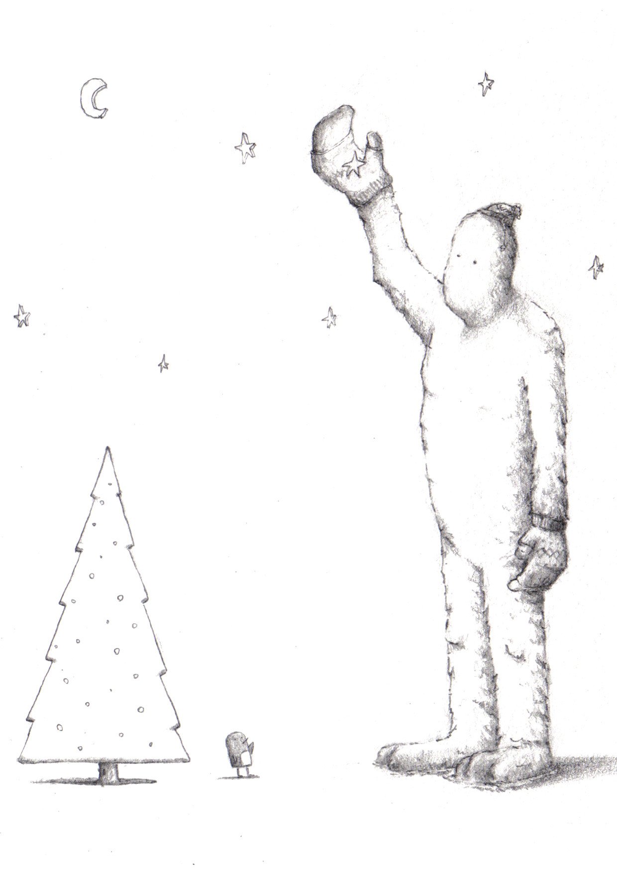 happy christmas, merry, xmas, illustration, christmas cards, jacob stack, art, artist, cute christmas drawings and cards, penguin reindeer snowman dinosaur, festive - HeadStuff.org