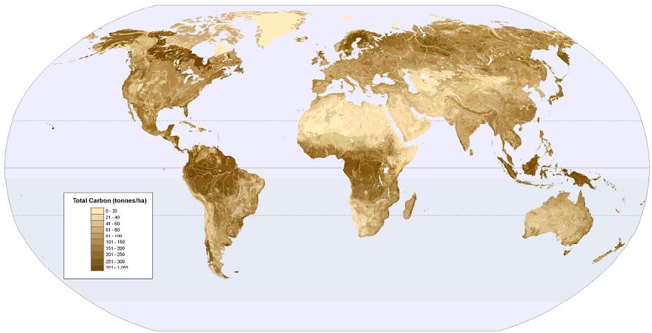 Carbon Map of the globe - Earth Observations 1: Forestry -Headstuff.org