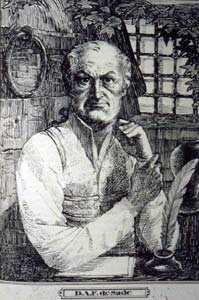 Line drawing of the Marquis de Sade as an old man - headstuff.org