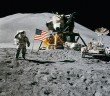 Jim Irwin of Apollo 15 salutes the American flag on the Moon, August 1st, 1971. Photo: David R. Scott, Apollo 15 Commander.