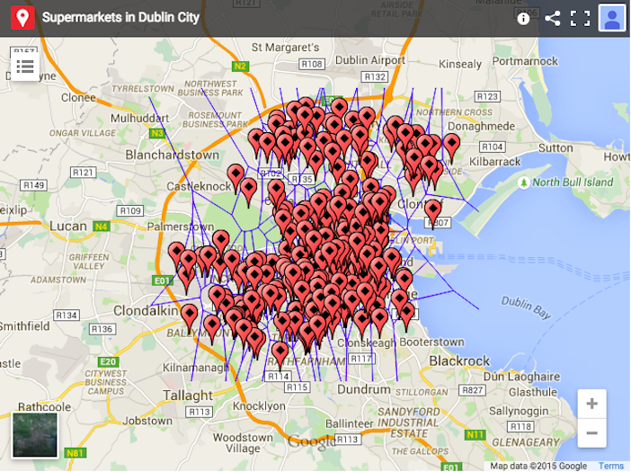 map of supermarkets in Dublin.