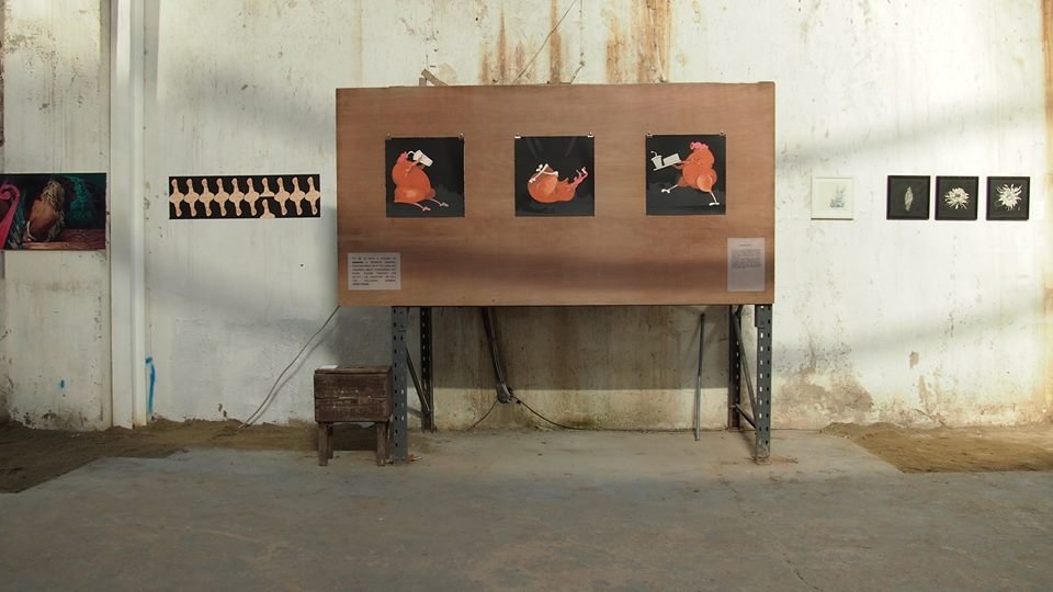 Chicken Triptych, screen-print on fabriano 5 paper installation - headstuff.org
