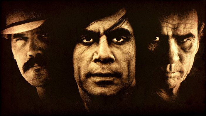 John Brolin, Javier Bardem and Tommy Lee Jones in No Country for Old Men (2007) - HeadStuff.org