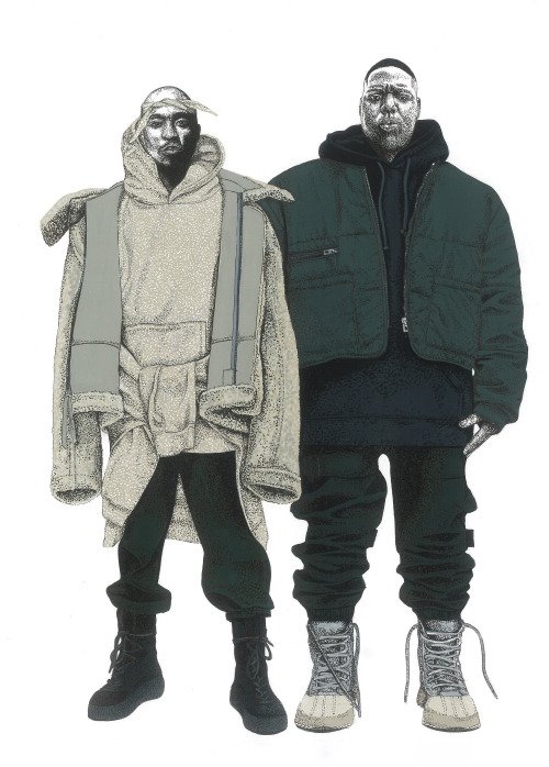 2Pac and Biggie wearing Yeezy Fall 2016 Collection - headstuff.org