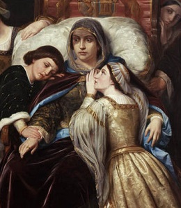 Isabella of Portugal, attended by her children Alfonso and Isabella of Castile - headstuff.org