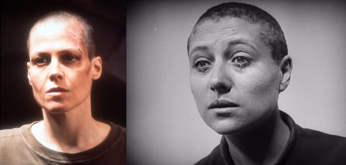 Sigourney Weaver in Alien 3 and the Joan of Arc depicted in Carl Theodor Dreyer's The Passion of Joan of Arc. - HeadStuff.org