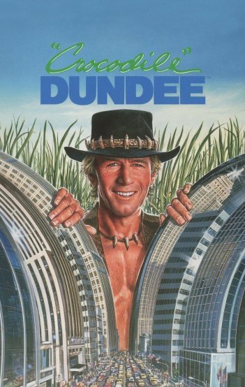 Paul Hogan attacks New York in the Crocodile Dundee poster 1986. HeadStuff.org