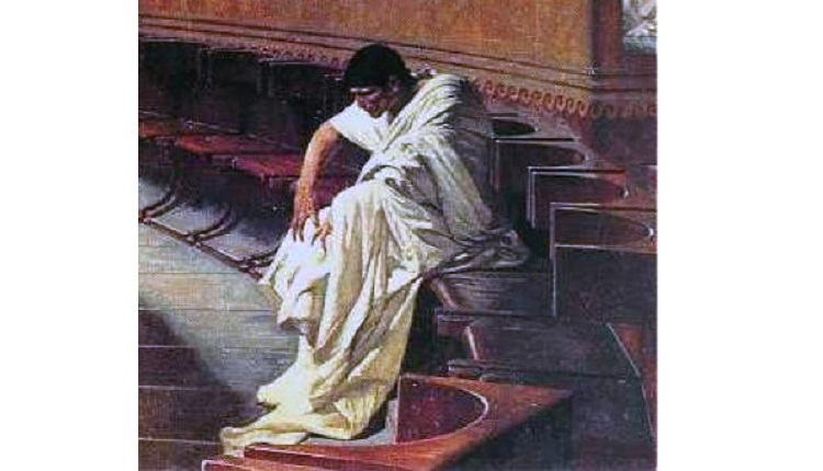 Crop from Cicero Denouncing Catiline, by Cesare Maccari - headstuff.org