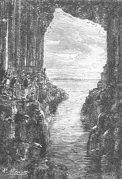 Fingal’s Cave, as illustrated in the Jules Verne novel “The Green Ray” - headstuff.org