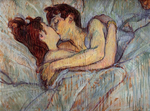 In Bed - The Kiss by Henri de Toulouse-Lautrec - headstuff.org