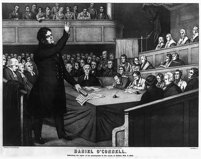 Irish Icons - Daniel-OConnell-defending-the-rights-of-his-countrymen-in-the-courts-of-Dublin-Feb.-4-1844-_-J.H.-Daniels-Lith.