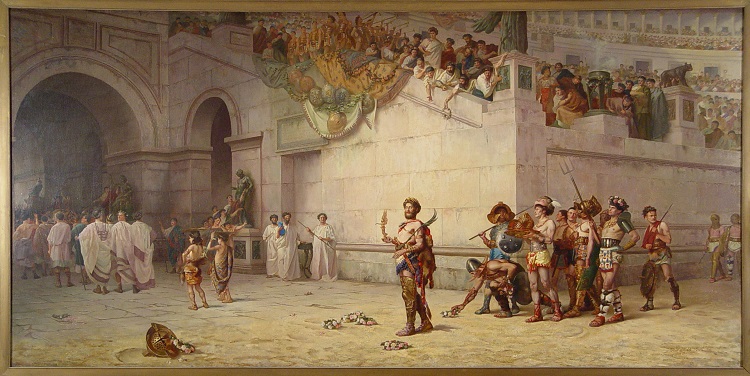 “The Emperor Commodus Leaving the Arena at the Head of the Gladiators”, by Edwin Howland Blashfield headstuff.org