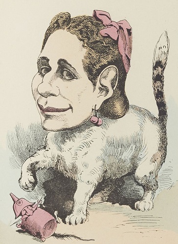 A caricature of Marguerite Bellanger as a cat - headstuff.org