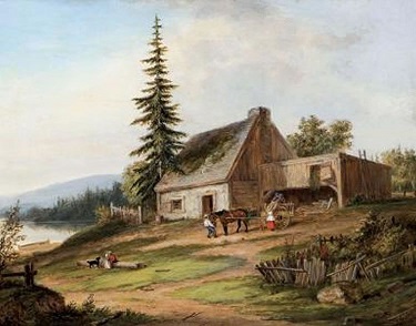 “A Pioneer Homestead”, by Cornelius Krieghoff - headstuff.org